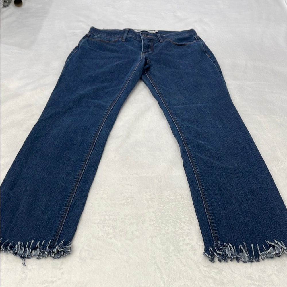 LEVIS 525 STRAIGHT LEG Blue Frayed Hem Women Jeans SIZE 8